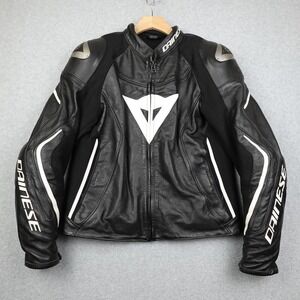Dainese Assen Motorcycle Leather Jacket Mens 50 Medium Black Motorbike Riding